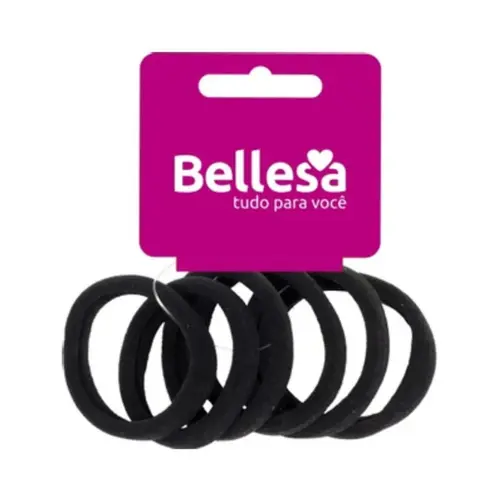BELLESA ELASTICO DE CABELO MEIA PRETA COM 6 0743B