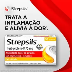 PASTILHAS PARA GARGANTA MEL E LIMAO STREPSILS 16 UNIDADES