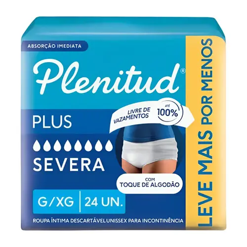 ROUPA INTIMA DESCARTAVEL UNISSEX PLENITUD PLUS G/XG 24 UNIDADES - ABSORÇÃO INTENSA