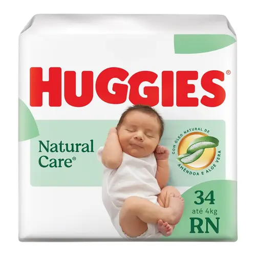 FRALDA HUGGIES NATURAL CARE RN 34 UNIDADES