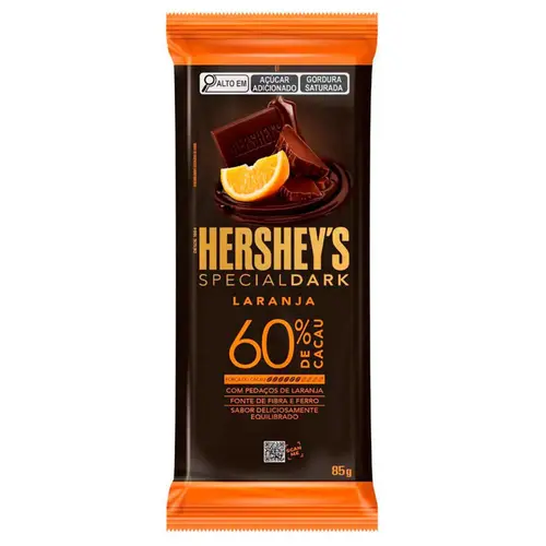 BARRA DE CHOCOLATE HERSHEYS SPECIAL DARK LARANJA 60% 85G