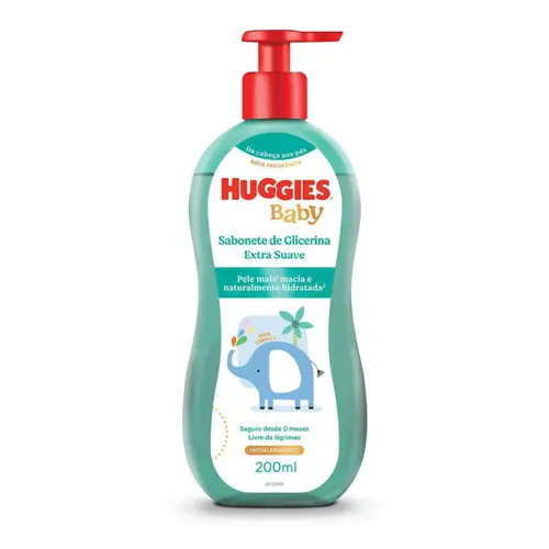 SABONETE DE GLICERINA LIQUIDO HUGGIES INFANTIL EXTRA SUAVE 200ML