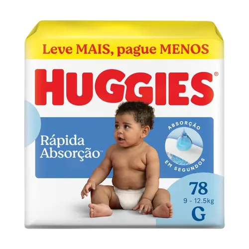 FRALDA HUGGIES RÁPIDA ABSORÇÃO G 78 UNIDADES