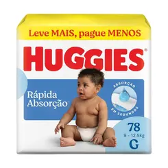 FRALDA HUGGIES RÁPIDA ABSORÇÃO G 78 UNIDADES