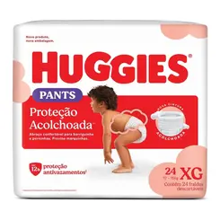 FRALDA CALÇA HUGGIES PANTS PROTEÇÃO ACOLCHOADA XG 24 UNIDADES