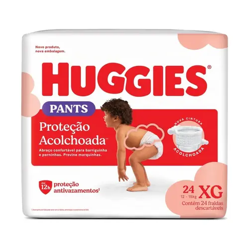 FRALDA HUGGIES ROUPINHA PANTS PROTEÇÃO ACOLCHOADA XG 24 UNIDADES