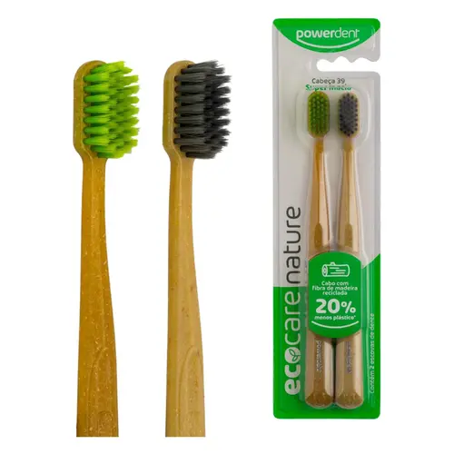 ESCOVA DE DENTE POWERDENT ECO CARE NATURE - KIT COM 2 UNIDADES
