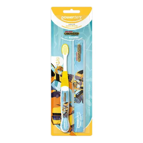 KIT POWERDENT ESCOVA DE DENTES + ESTOJO TRANSFORMES INFANTIL