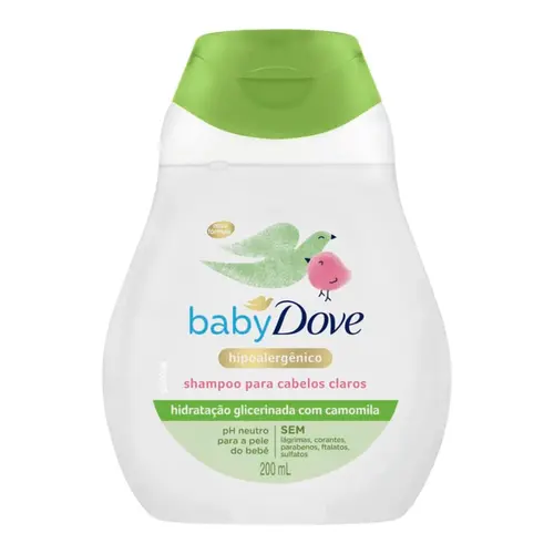 SHAMPOO DOVE BABY HIDRATAÇÃO GLICERINADA COM CAMOMILA PARA CABELOS CLAROS 200ML