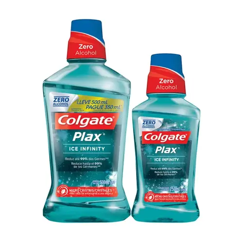KIT ENXAGUANTE BUCAL COLGATE PLAX ICE INFINITY 500ML + 250ML