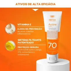 ACTINE PROTETOR SOLAR FACIAL DARROW ACTINE COR CLARA FPS70 40G