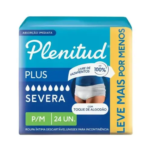 ROUPA INTIMA DESCARTAVEL UNISSEX PLENITUD PLUS P/M 24 UNIDADES - ABSORÇÃO INTENSA