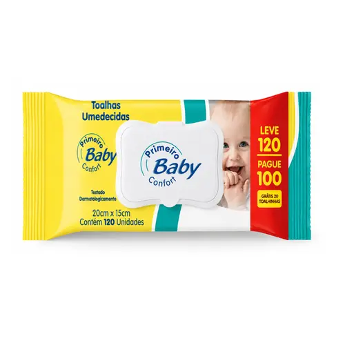 LENÇO UMEDECIDO PRIMEIRO BABY CONFORT LEVE 120UN PAGUE 100UN