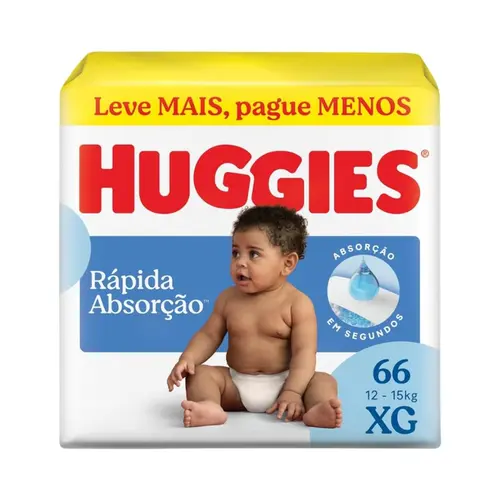 FRALDA HUGGIES RÁPIDA ABSORÇÃO XXG  66 UNIDADES