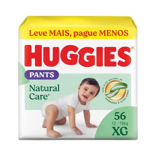 FRALDA HUGGIES ROUPINHAS PANTS NATURAL CARE XG 22 UNIDADES