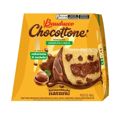 BAUDUCCO CHOCOTTONE RECHEIO COM CHOCOLATE COM AVELÃ 450G