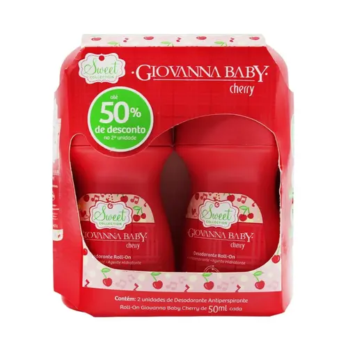 KIT DESODORANTE ROLL ON GIOVANNA BABY CHERRY 50ML COM 2UN