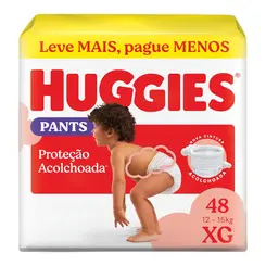 FRALDA CALÇA HUGGIES PANTS PROTEÇÃO ACOLCHOADA XG 48 UNIDADES