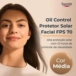 PROTETOR SOLAR FACIAL EUCERIN OIL CONTROL ANTIOLEOSIDADE COR MEDIO FPS70 50G