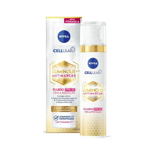 CREME HIDRATANTE FACIAL CLAREADOR NIVEA CELLULAR LUMINOUS 630 FPS50 40 ML