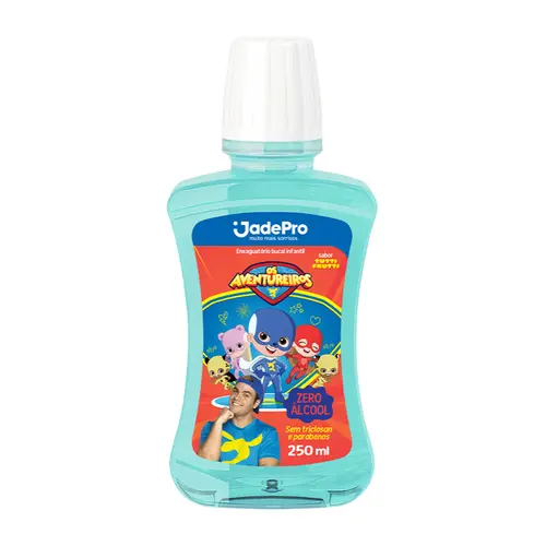ENXAGUANTE BUCAL JADEPRO OS AVENTUREIROS TUTTI FRUTTI ZERO ALCOOL 250ML