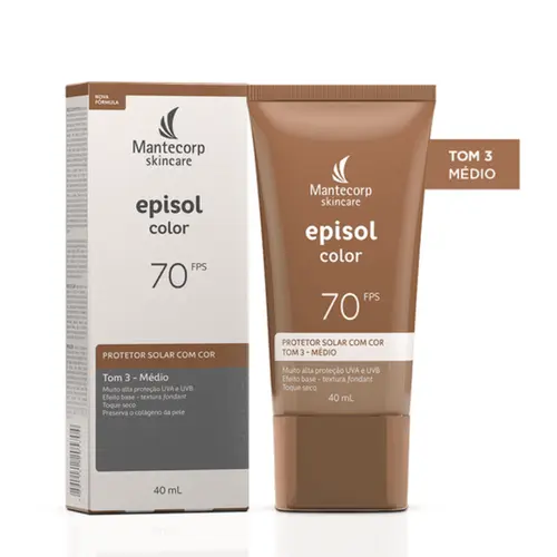 MANTECORP EPISOL COLOR PROTETOR SOLAR FACIAL FPS70 TOM 3 MEDIO 40ML