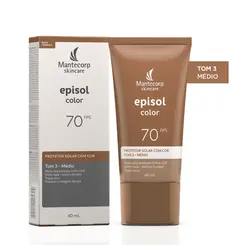 MANTECORP EPISOL COLOR PROTETOR SOLAR FACIAL FPS70 TOM 3 MEDIO 40ML