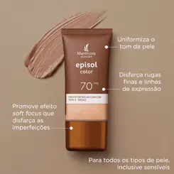MANTECORP EPISOL COLOR PROTETOR SOLAR FACIAL FPS70 TOM 3 MEDIO 40ML