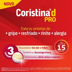 CORISTINA D PRO PARACETAMOL 400MG + MALEATO DE CLORFENIRAMINA 4MG + CLORIDRATO DE FENILEFRINA 4MG COM 16 COMPRIMIDOS