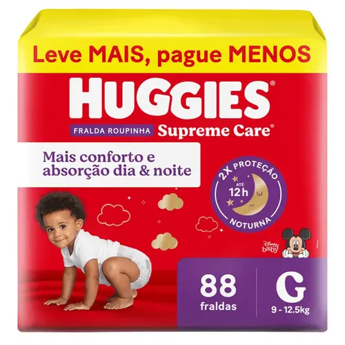 FRALDA HUGGIES SUPREME CARE ROUPINHA HIPER M C/88
