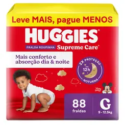 FRALDA HUGGIES SUPREME CARE ROUPINHA HIPER M C/88