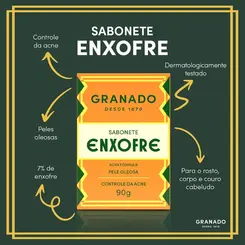 SABONETE EM BARRA GRANADO ENXOFRE - REDUZ OLEOSIDADE E ACNE 90G
