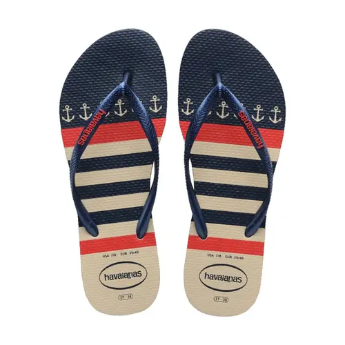 CHINELO HAVAIANAS SLIM NAUTICAL 8009 BEGE/MARINHO TAM/37