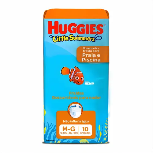 FRALDA HUGGIES LITTLE SWIMMERS PRAIA E PISCINA M/G 10 UNIDADES