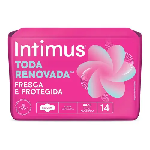 ABSORVENTE INTIMUS TODA RENOVADA COM ABAS 14 UNIDADES